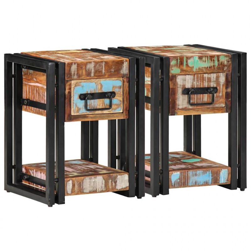 Szafka Nocna z szufladą 2 pcs Wielokolorowe 30 x 30 x 40 cm