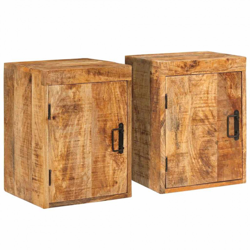 Stolik nocny 2 pcs Brązowy 35 x 33 x 48 cm Drewno z mango
