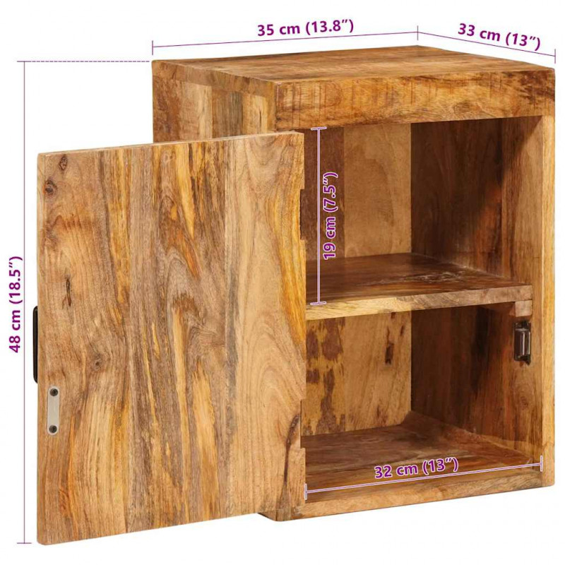 Stolik nocny 2 pcs Brązowy 35 x 33 x 48 cm Drewno z mango
