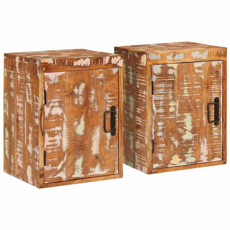Stolik nocny 2 pcs Brązowy Lite drewno z odzysku