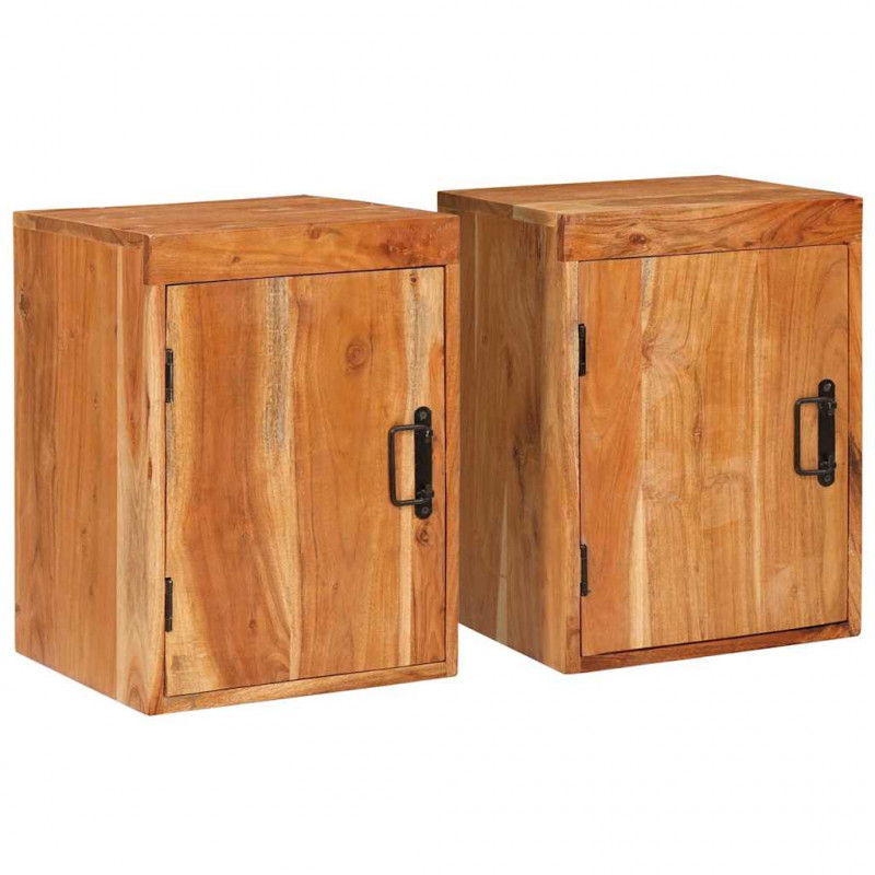 Stolik nocny 2 pcs Brązowy 35 x 33 x 48 cm Drewno akacjowe