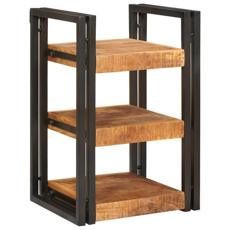Stolik nocny 2 pcs Brązowy i czarny Drewno z mango