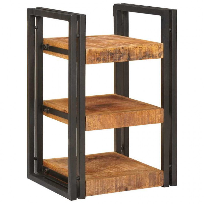Stolik nocny 2 pcs Brązowy i czarny Drewno z mango