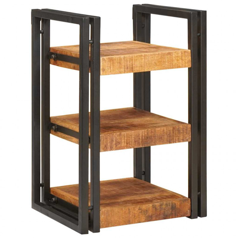 Stolik nocny 2 pcs Brązowy i czarny Drewno z mango