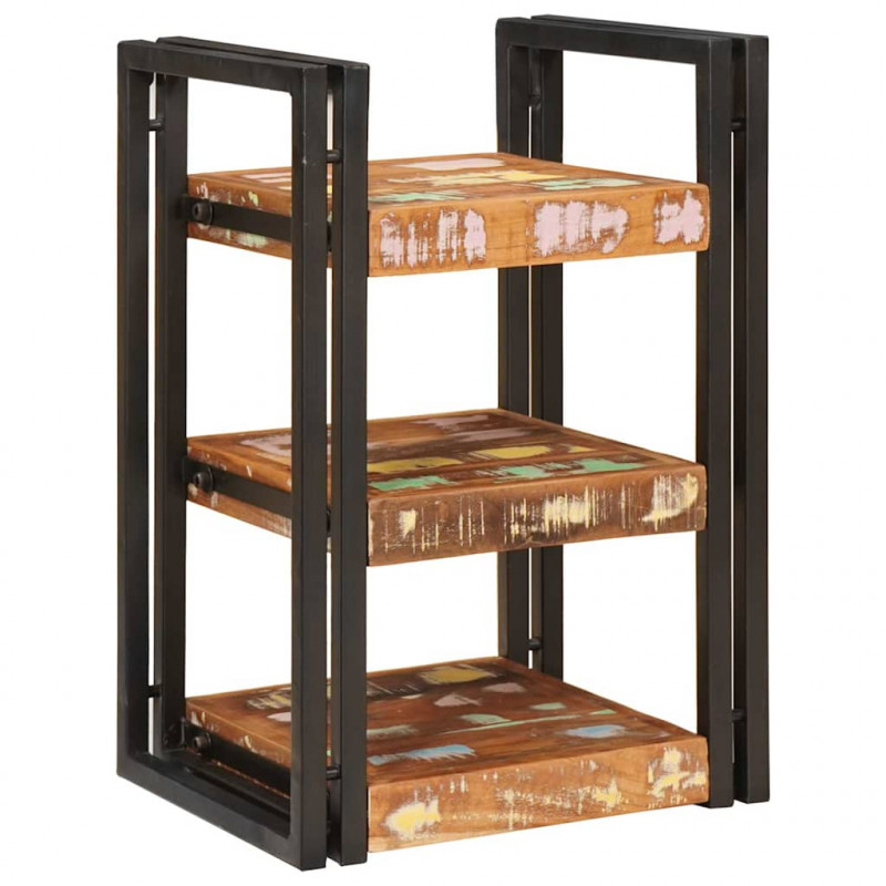 Stolik nocny 2 pcs Brązowy i czarny Lite drewno z odzysku