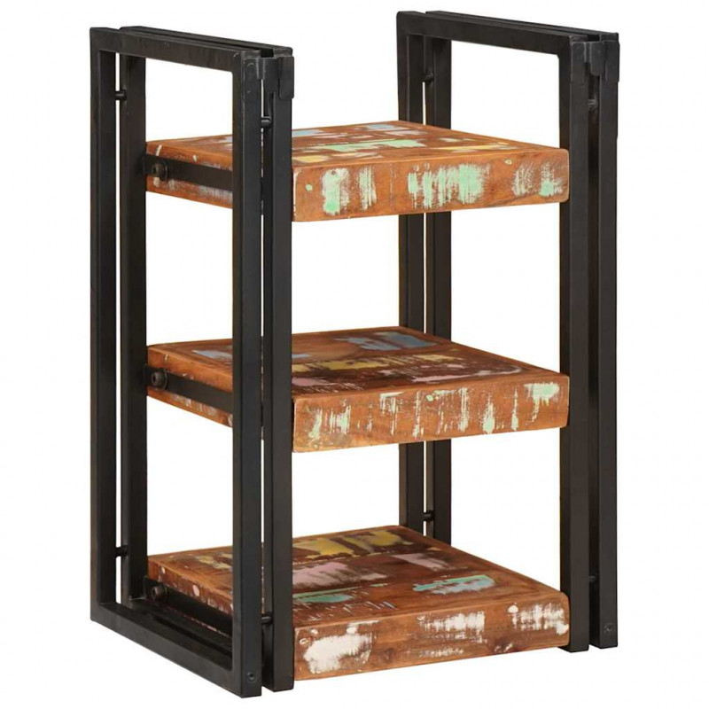 Stolik nocny 2 pcs Brązowy i czarny Lite drewno z odzysku