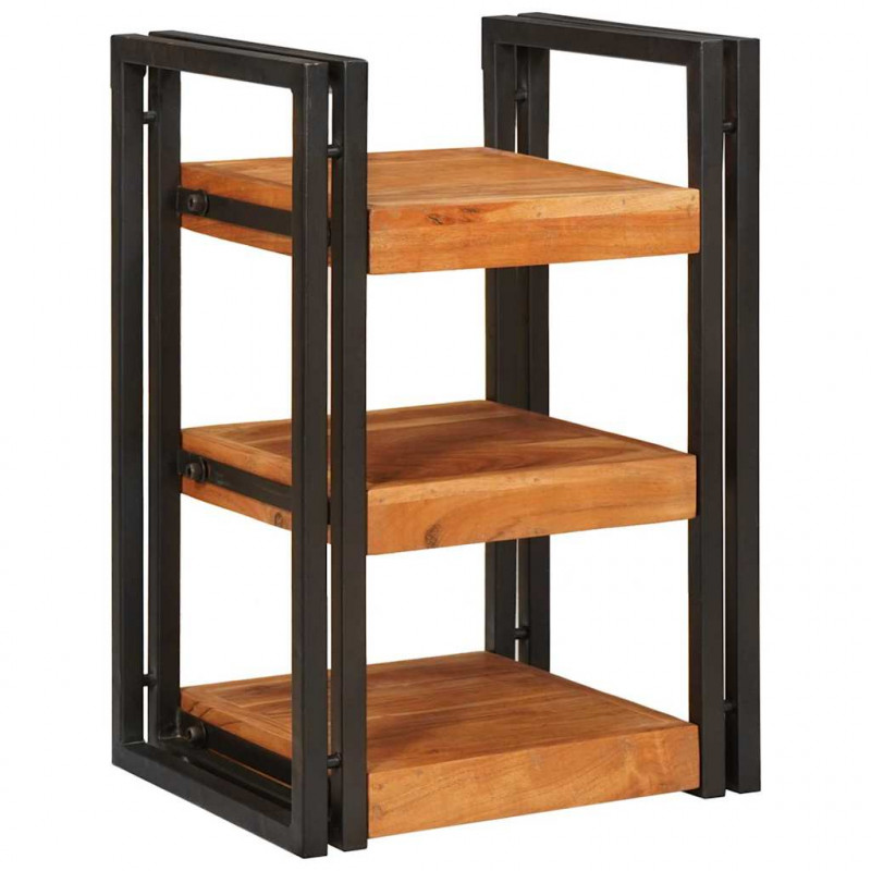 Stolik nocny 2 pcs Brązowy i czarny Drewno akacjowe