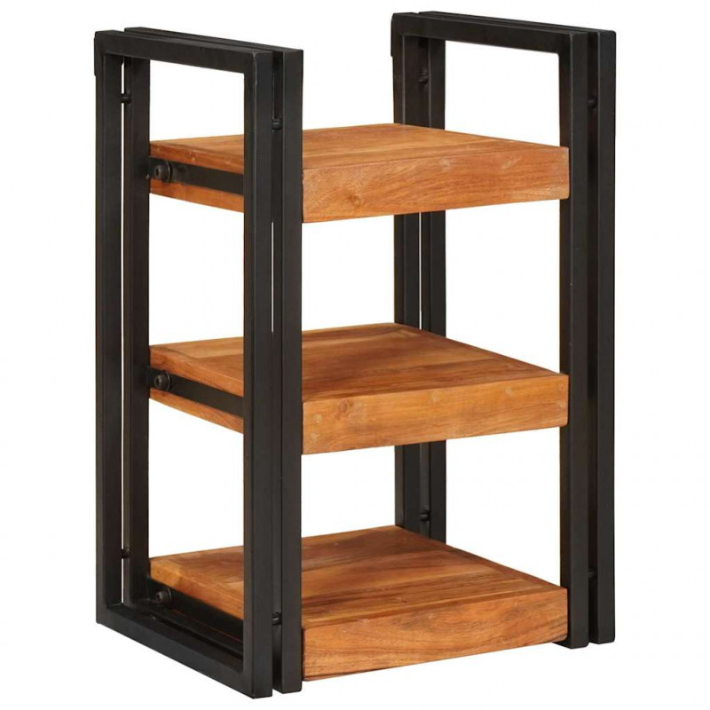 Stolik nocny 2 pcs Brązowy i czarny Drewno akacjowe