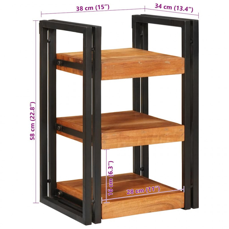 Stolik nocny 2 pcs Brązowy i czarny Drewno akacjowe