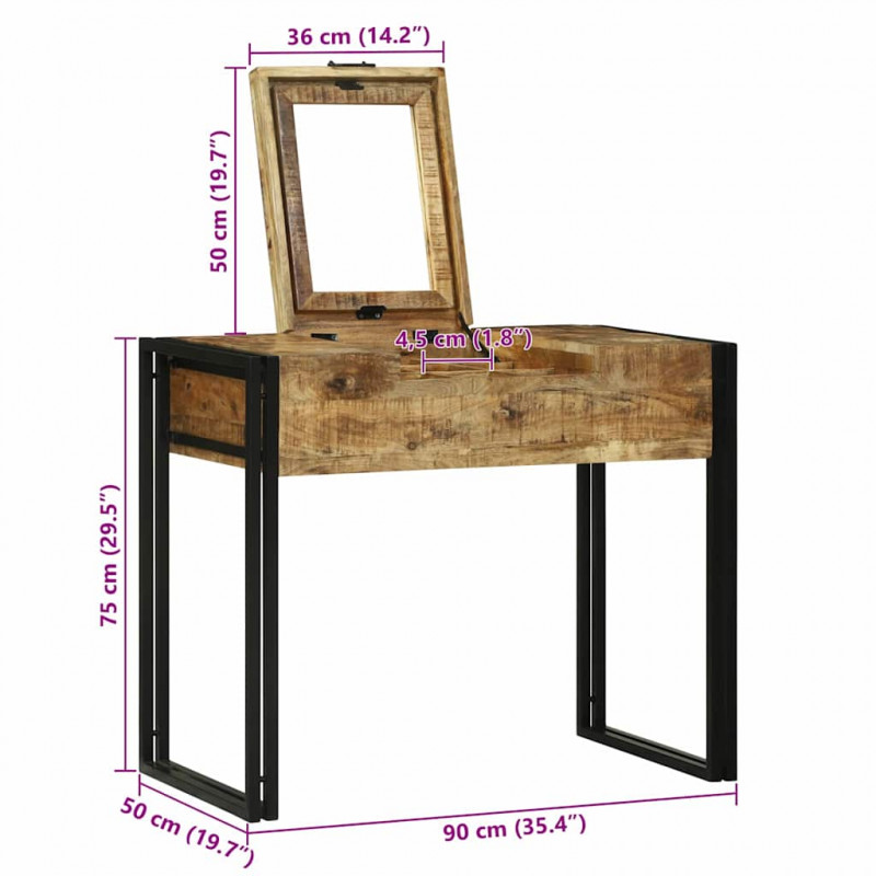 Toaletki do sypialni Brązowy 90 x 50 x 75 cm Lite drewno mango