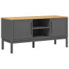 Szafka RTV FLORO, szara, 114x43x55 cm, lite drewno sosnowe