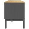 Szafka RTV FLORO, szara, 114x43x55 cm, lite drewno sosnowe