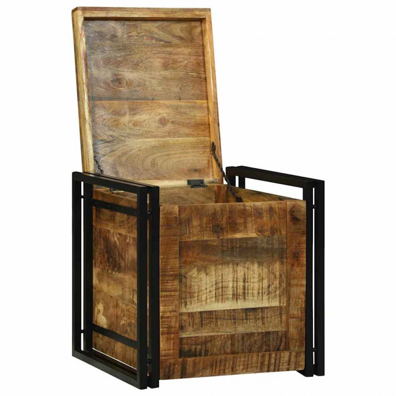 Skrzynia do przechowywania 50 x 50 x 50 cm Surowe drewno mango