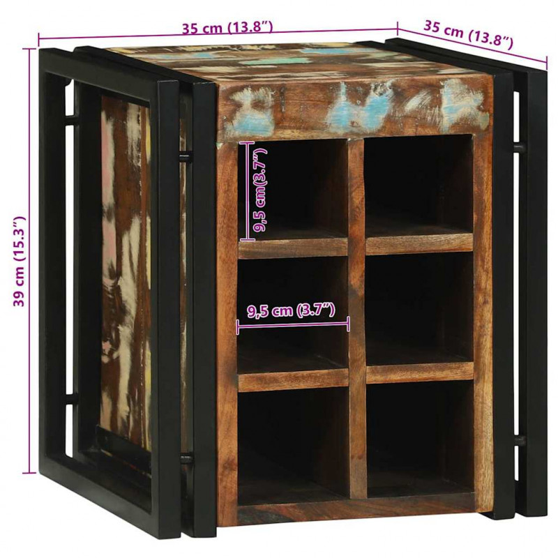 Regał na wino 35 x 35 x 39 cm Lite Drewno Recyklingowe