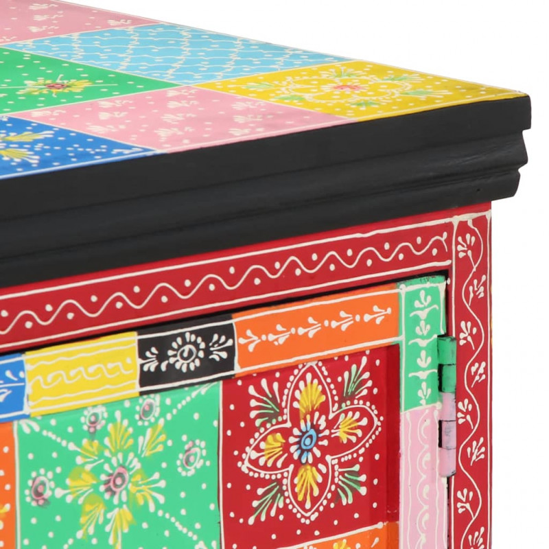 Stolik kawowy wielokolorowy 90x50x40 cm lite drewno mango