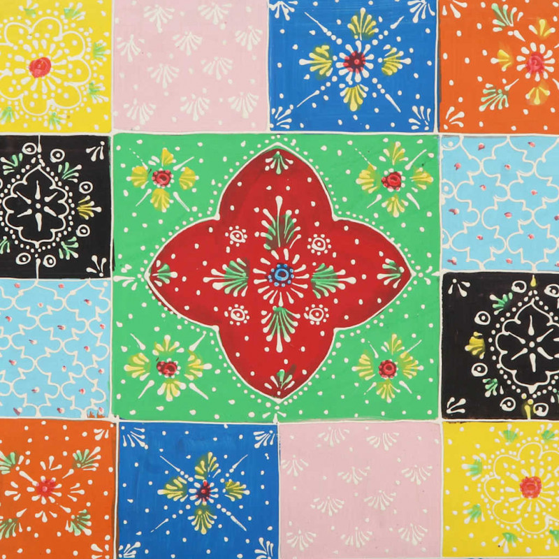 Stolik kawowy wielokolorowy 90x50x40 cm lite drewno mango