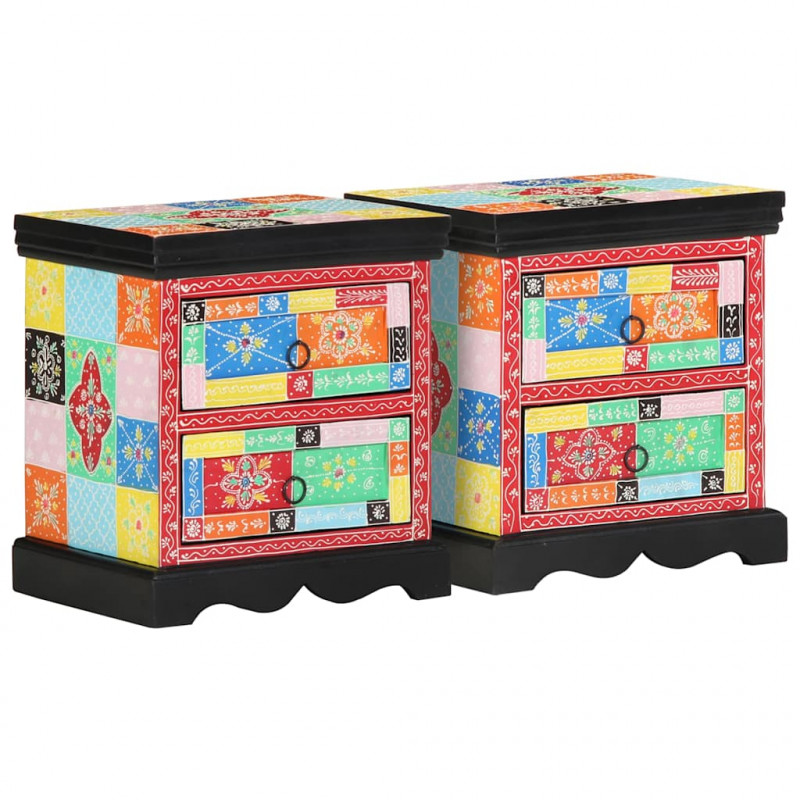 Szafka Nocna 2 pcs Wielokolorowe 40 x 35 x 45 cm Drewno z mango