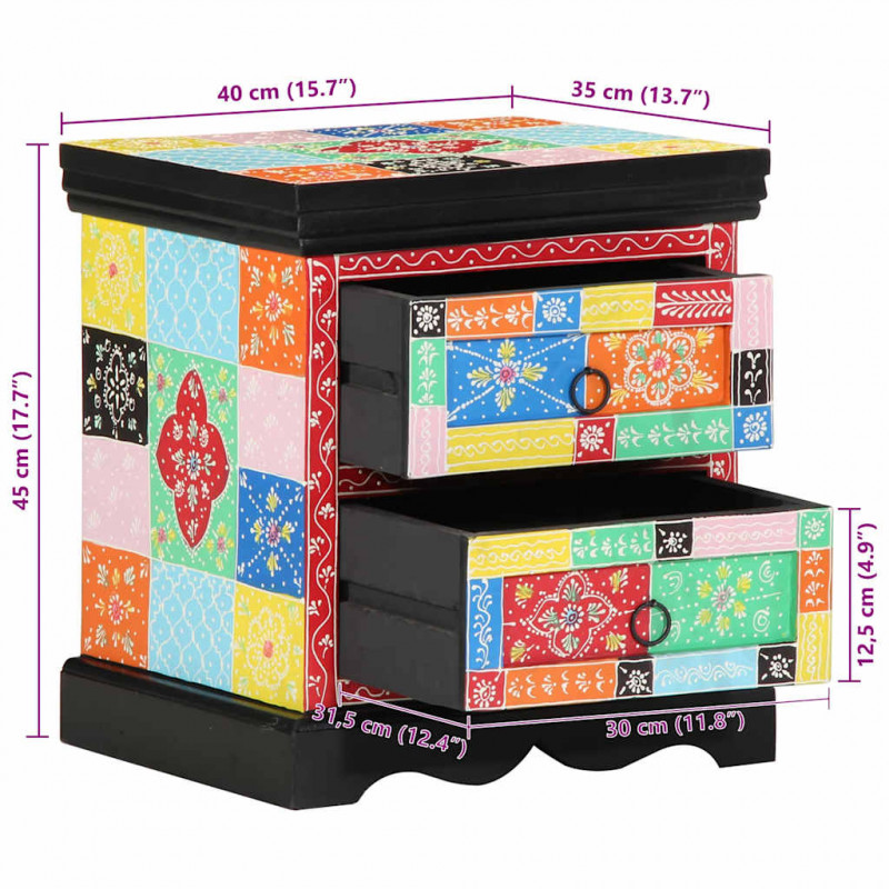 Szafka Nocna 2 pcs Wielokolorowe 40 x 35 x 45 cm Drewno z mango