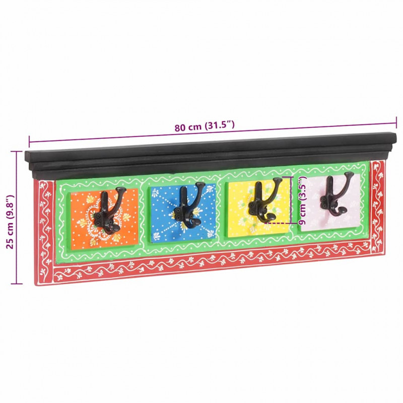 Wieszak na płaszcze Czarny 80 x 25 x 2 cm Drewno z mango