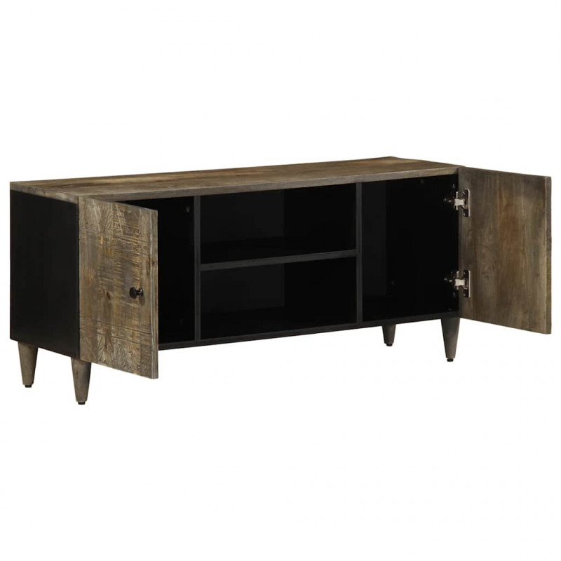 Szafka RTV Jasnoszara 105x33,5x46 cm Drewno lite Mango