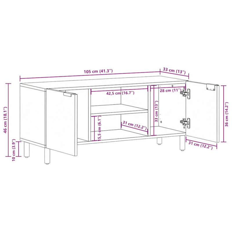 Szafka pod telewizor, czarna, 105x33x46 cm