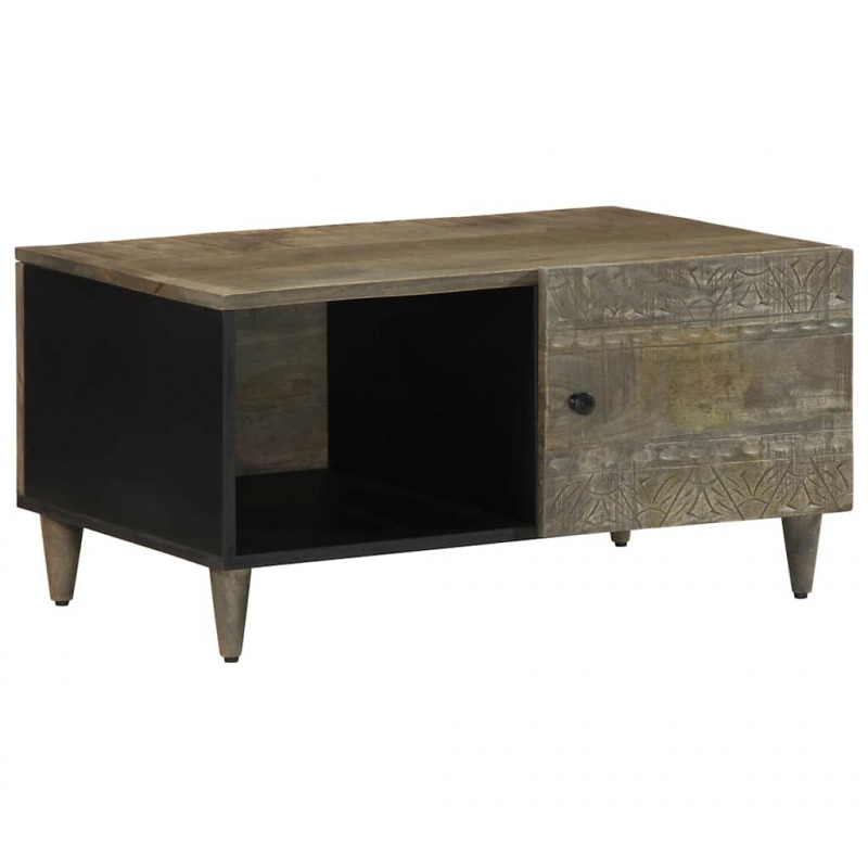 Stolik kawowy Jasnoszary 80x50x40 cm Drewno lite Mango