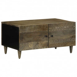 Stolik kawowy Jasnoszary 80x50x40 cm Drewno lite Mango