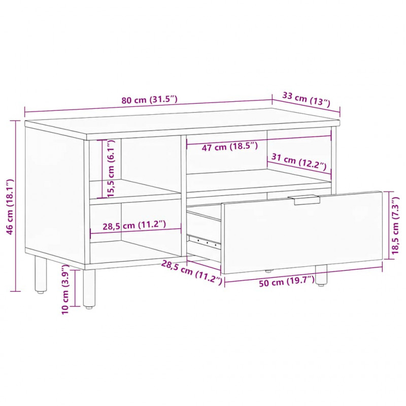 Szafka pod telewizor, czarna, 80x33x46 cm