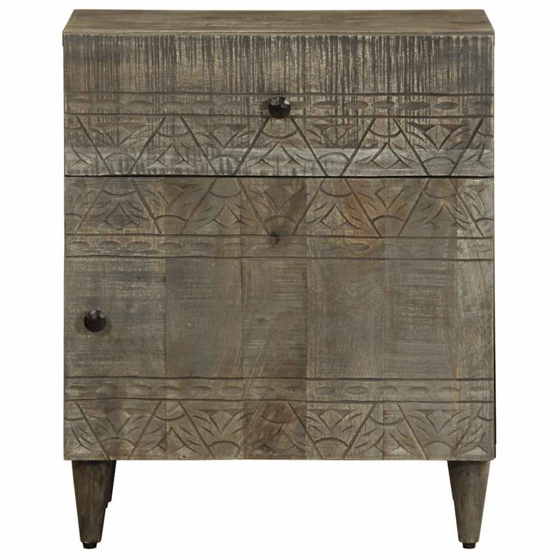 Szafka nocna Jasnoszara 50x33x60 cm Drewno lite Mango