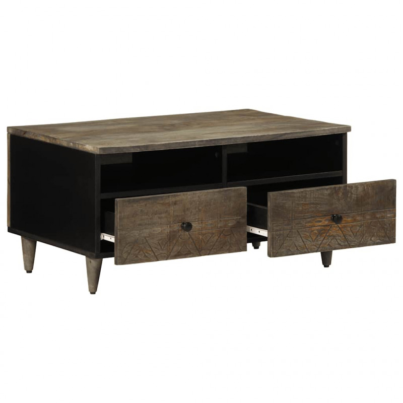 Stolik kawowy Jasnoszary 80x54x40 cm Drewno lite Mango