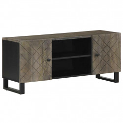 Szafka pod telewizor, czarna, 105x33x46 cm, lite drewno mango