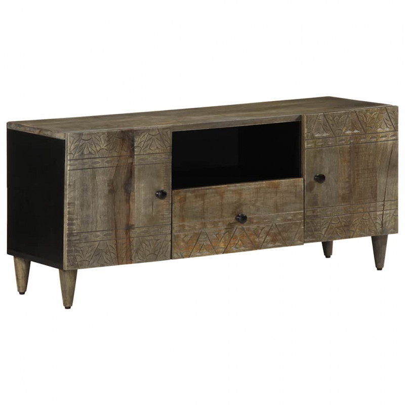 Szafka RTV Jasnoszara 105x33,5x46 cm Drewno lite Mango