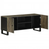 Szafka pod telewizor, czarna, 105x33x46 cm, lite drewno mango