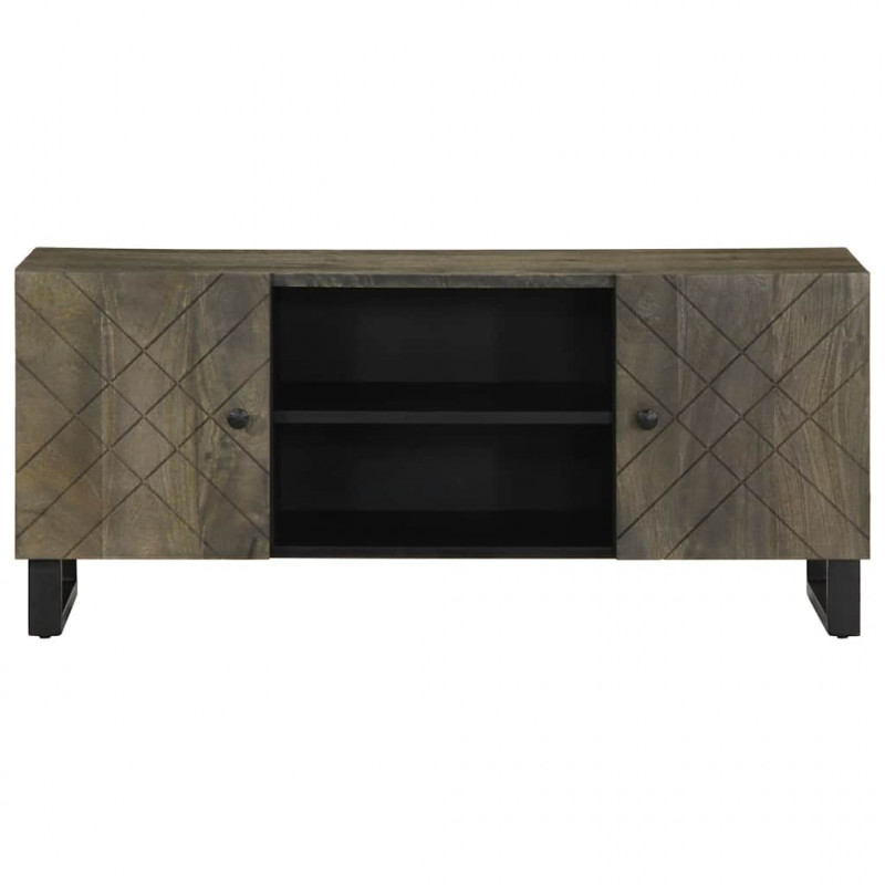 Szafka pod telewizor, czarna, 105x33x46 cm, lite drewno mango