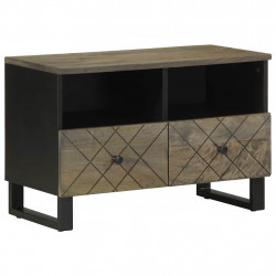 Szafka pod telewizor, czarna, 70x33x46 cm, lite drewno mango