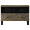 Szafka pod telewizor, czarna, 70x33x46 cm, lite drewno mango