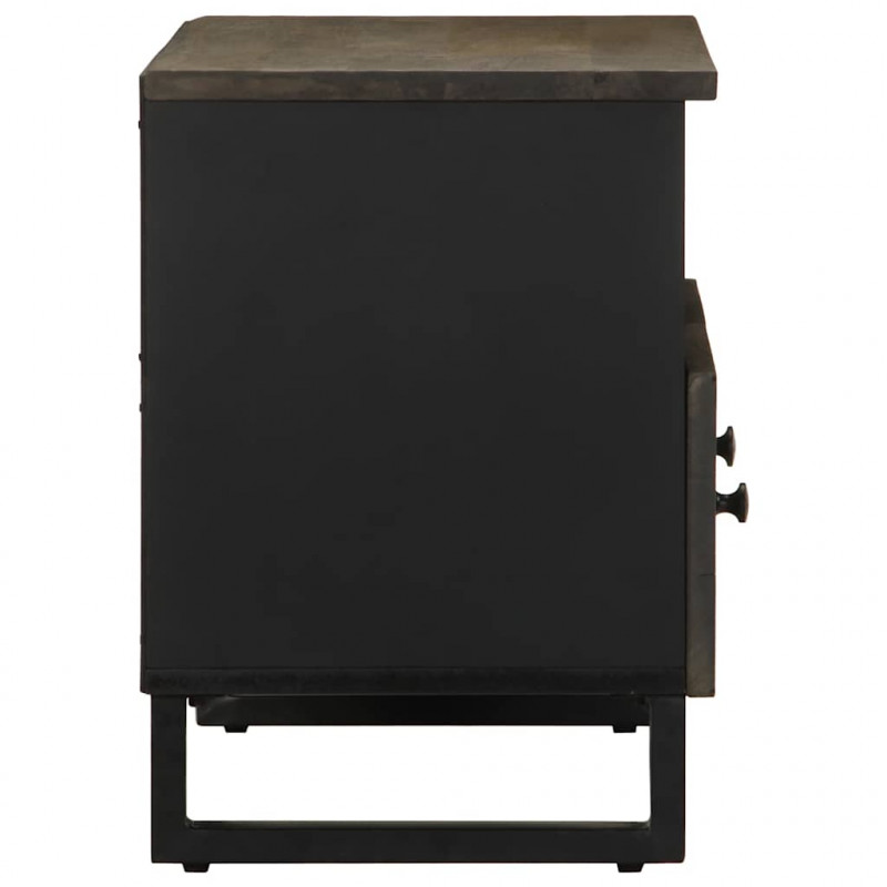 Szafka pod telewizor, czarna, 70x33x46 cm, lite drewno mango