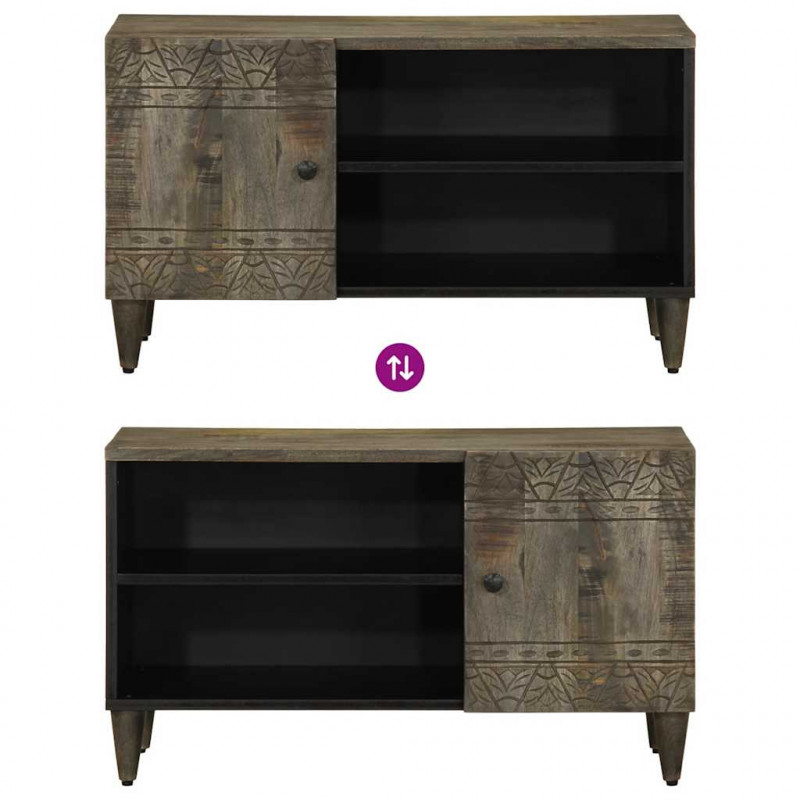 Szafka RTV Jasnoszara 80x31,5x46 cm Drewno lite Mango