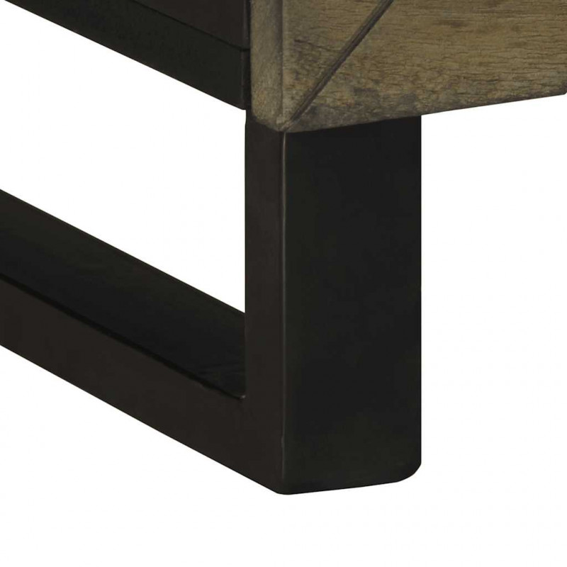 Szafka pod telewizor, czarna, 70x33x46 cm, lite drewno mango