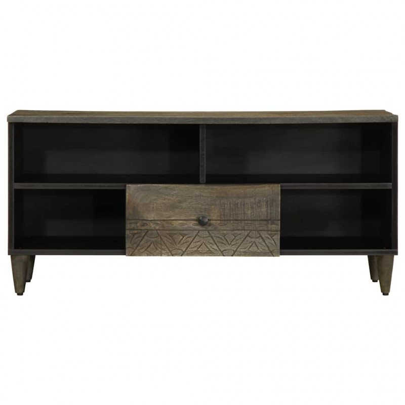 Szafka pod telewizor, czarna, 100x33x46 cm, lite drewno mango