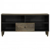 Szafka pod telewizor, czarna, 100x33x46 cm, lite drewno mango