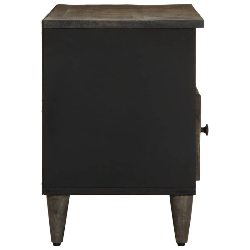 Szafka pod telewizor, czarna, 100x33x46 cm, lite drewno mango