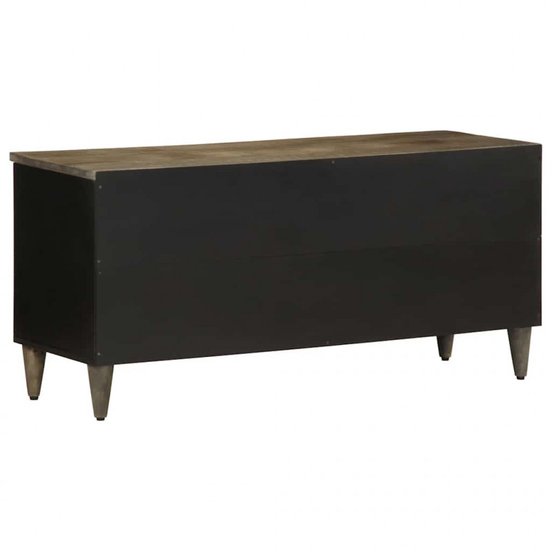 Szafka pod telewizor, czarna, 100x33x46 cm, lite drewno mango