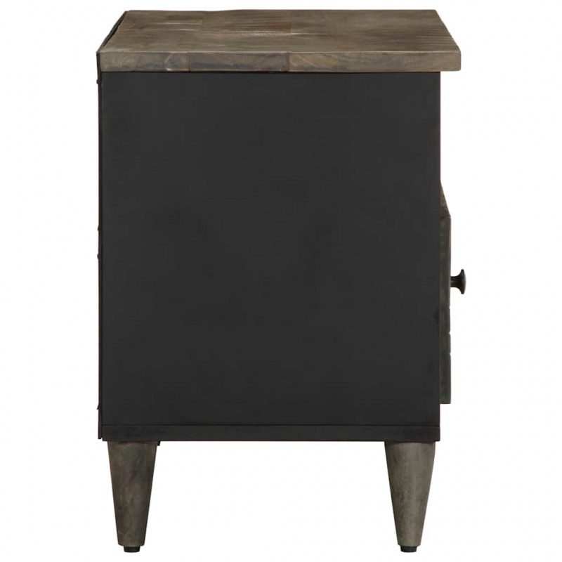 Szafka pod telewizor, czarna, 80x33x46 cm, lite drewno mango