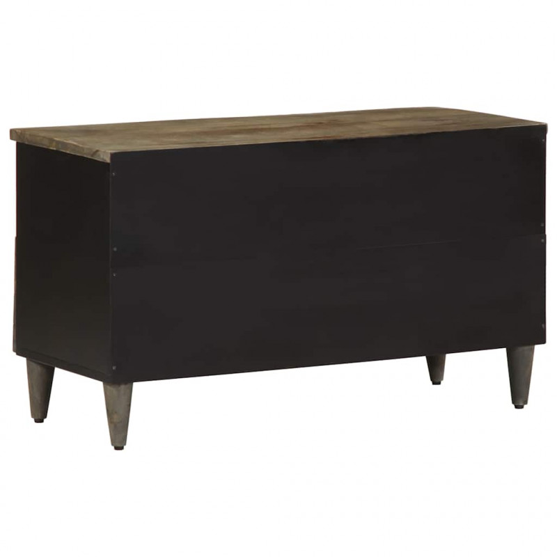Szafka pod telewizor, czarna, 80x33x46 cm, lite drewno mango