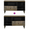 Szafka pod telewizor, czarna, 80x33x46 cm, lite drewno mango
