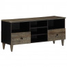 Szafka pod telewizor, czarna, 100x33x46 cm, lite drewno mango