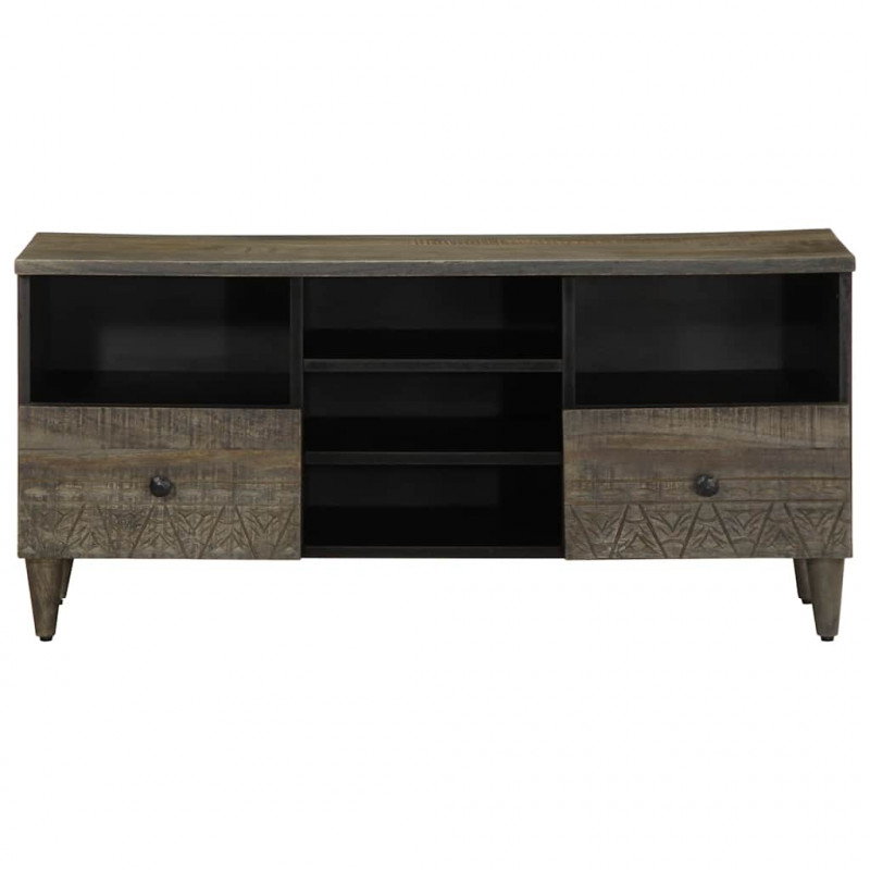Szafka pod telewizor, czarna, 100x33x46 cm, lite drewno mango