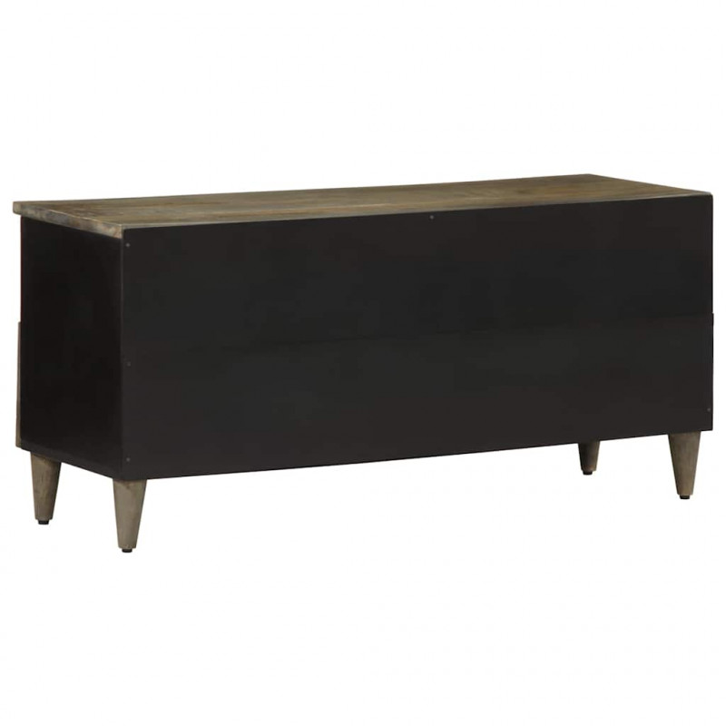 Szafka pod telewizor, czarna, 100x33x46 cm, lite drewno mango