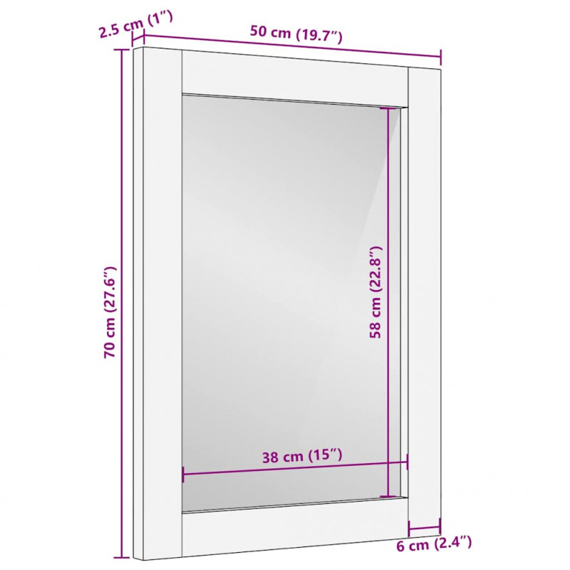 Lustro łazienkowe Z lustrem Jasny Brąz 70 x 50 x 2,5 cm